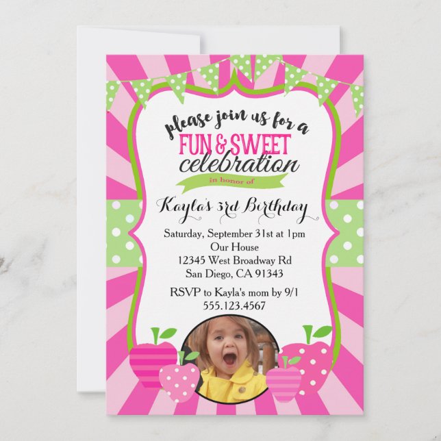 Invitación a la fiesta de cumpleaños de Strawberry (Anverso)