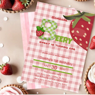 Invitación a la fiesta de cumpleaños de Strawberry