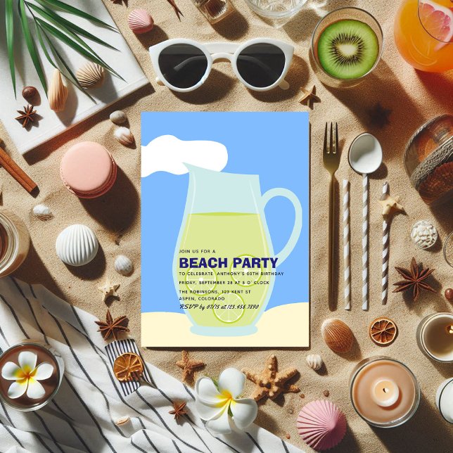 Invitación a la fiesta de cumpleaños de Summer Bea (Summer Beach Birthday Party Invitation)