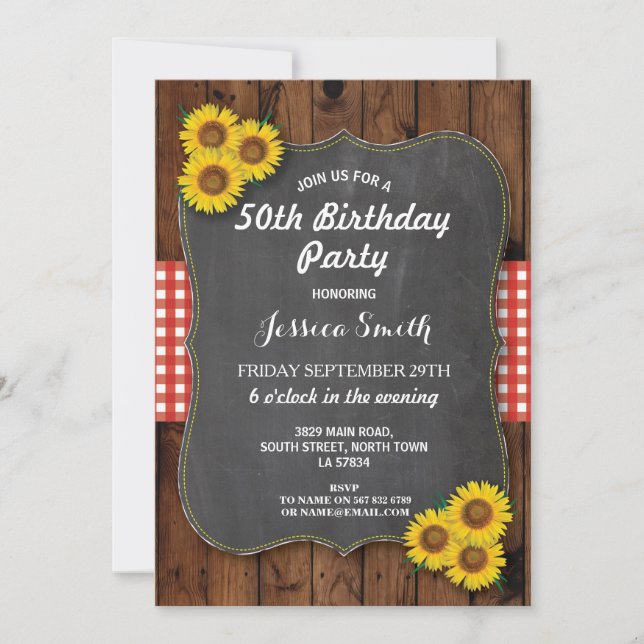 Invitación a la fiesta de cumpleaños de Sunflower (Anverso)