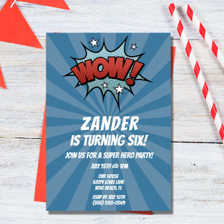 Invitación a la fiesta de cumpleaños de Super Hero