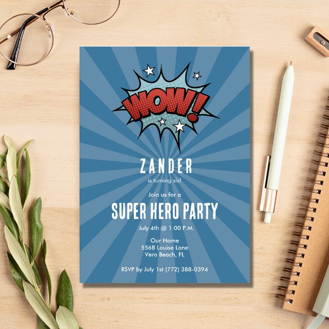 Invitación a la fiesta de cumpleaños de Super Hero (Subido por el creador)