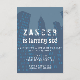 Invitación a la fiesta de cumpleaños de Super Hero
