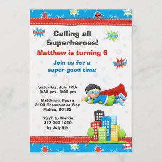 Invitación a la fiesta de cumpleaños de superhéroe
