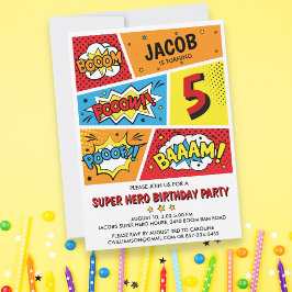 Invitación a la fiesta de cumpleaños de superhéroe