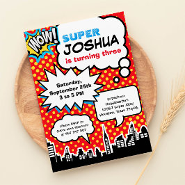 Invitación a la fiesta de cumpleaños de superhéroe