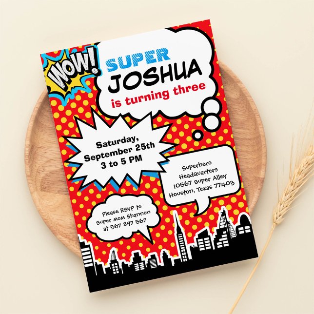 Invitación a la fiesta de cumpleaños de superhéroe (Subido por el creador)