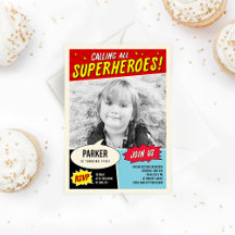 Invitación a la fiesta de cumpleaños de superhéroe