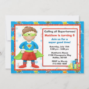 Invitación a la fiesta de cumpleaños de superhéroe