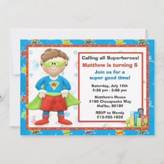 Invitación a la fiesta de cumpleaños de superhéroe