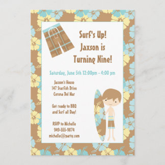 Invitación a la fiesta de cumpleaños de Surfer Boy