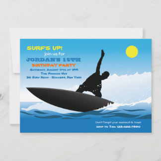 Invitación a la fiesta de cumpleaños de Surfing Di