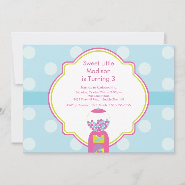 Invitación a la fiesta de cumpleaños de Sweet Gumb (Anverso)