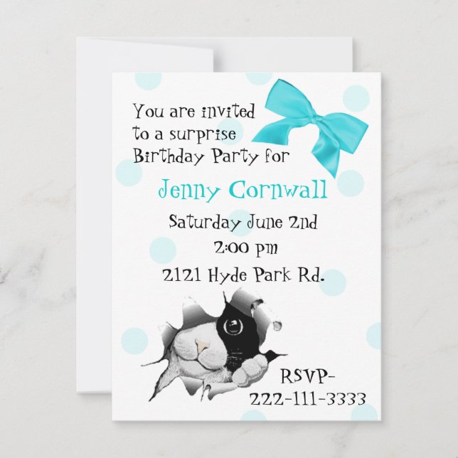 Invitación a la fiesta de cumpleaños de Sweet Kitt (Anverso)