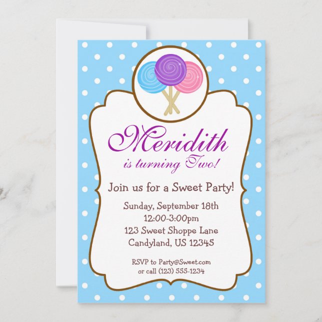 Invitación a la fiesta de cumpleaños de Sweet Loll (Anverso)