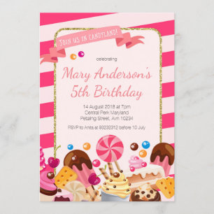 Invitación a la fiesta de cumpleaños de Sweet Shop