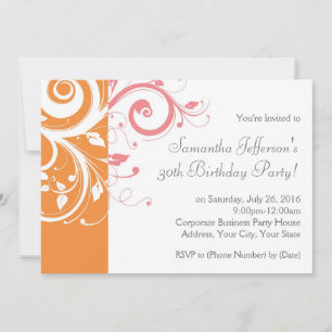 Invitación a la fiesta de cumpleaños de Swirl rosa