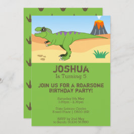 Invitación a la fiesta de cumpleaños de T-Rex Dino