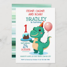 Invitación a la fiesta de cumpleaños de T Rex Dino