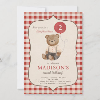 Invitación a la fiesta de cumpleaños de Teddy Bear