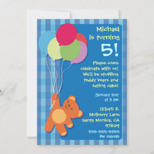Invitación a la fiesta de cumpleaños de Teddy Bear