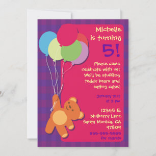 Invitación a la fiesta de cumpleaños de Teddy Bear