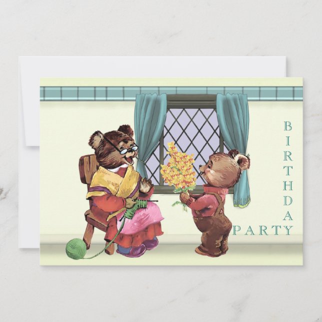 Invitación a la fiesta de cumpleaños de Teddy Bear (Anverso)