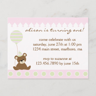 Invitación a la fiesta de cumpleaños de Teddy Bear