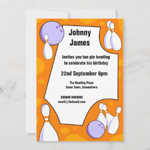 Invitación a la fiesta de cumpleaños de Ten Pin Bo