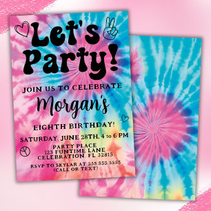 Invitación a la fiesta de cumpleaños de Tie Dye