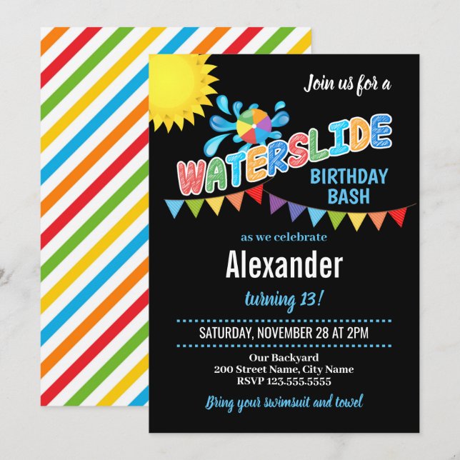 Invitación a la fiesta de cumpleaños de tobogán ac (Anverso / Reverso)