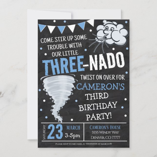 Invitación a la fiesta de cumpleaños de Tornado (Anverso)