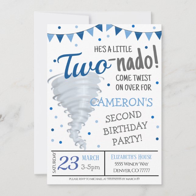 Invitación a la fiesta de cumpleaños de Tornado (Anverso)