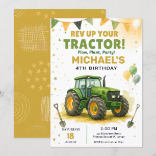 Invitación a la fiesta de cumpleaños de Tractor