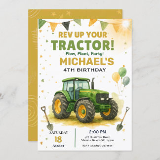 Invitación a la fiesta de cumpleaños de Tractor