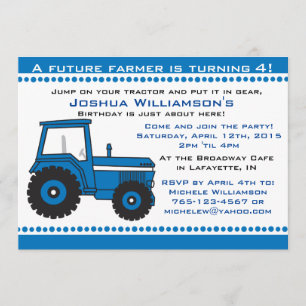 Invitación a la fiesta de cumpleaños de Tractor Bo