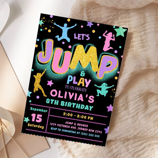 Invitación a la fiesta de cumpleaños de trampolín (Subido por el creador)