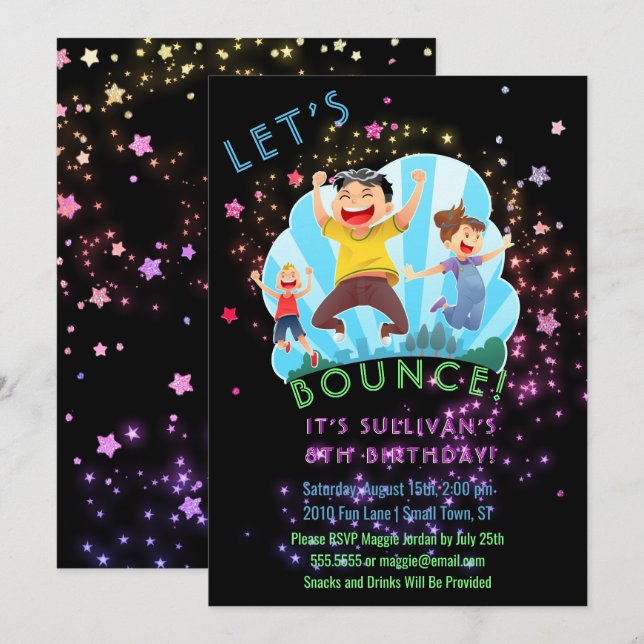 Invitación a la fiesta de cumpleaños de Trampoline (Anverso / Reverso)