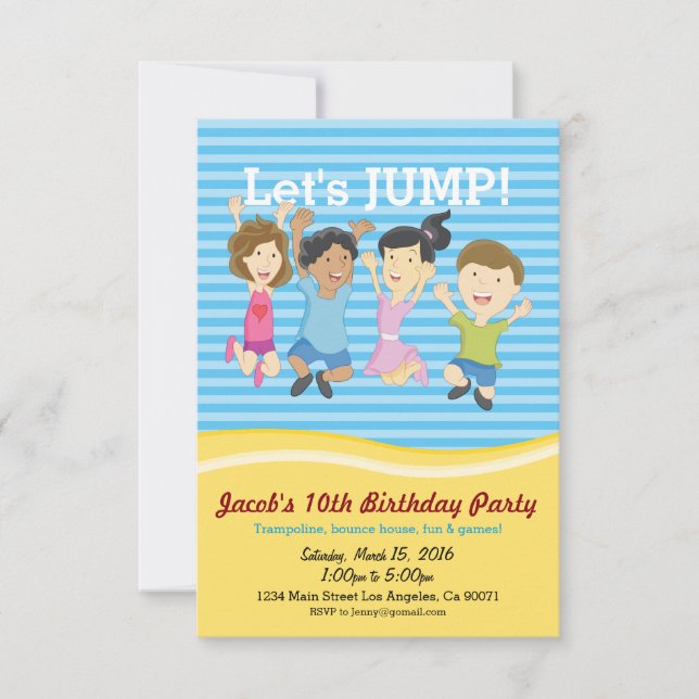 Invitación a la fiesta de cumpleaños de Trampoline (Anverso)