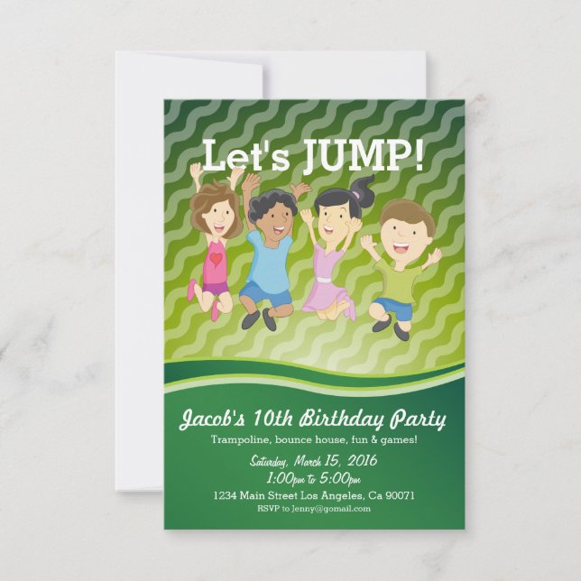 Invitación a la fiesta de cumpleaños de Trampoline (Anverso)