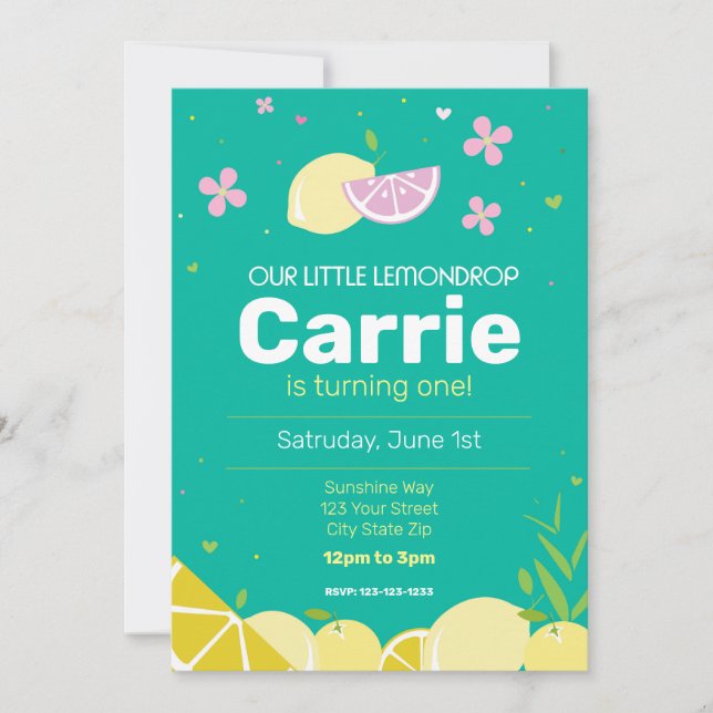 Invitación a la fiesta de cumpleaños de Turquoise  (Anverso)
