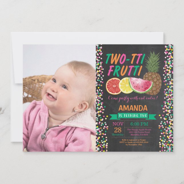 Invitación a la fiesta de cumpleaños de Tutti Frut (Anverso)