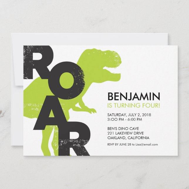 Invitación a la fiesta de cumpleaños de Tyrannosau (Anverso)