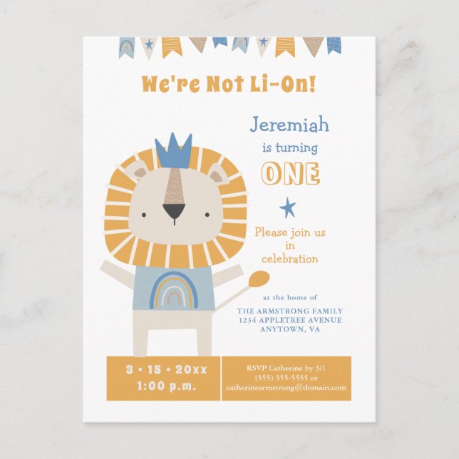 Invitación a la fiesta de cumpleaños de un año de  (Anverso)