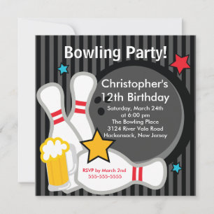 Invitación a la fiesta de cumpleaños de un boliche