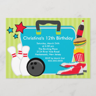 Invitación a la fiesta de cumpleaños de un boliche
