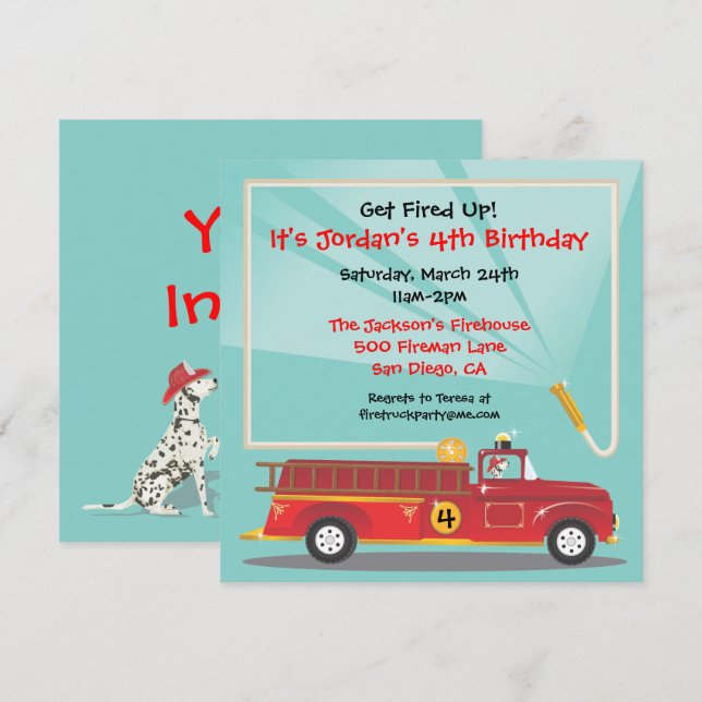 Invitación a la fiesta de cumpleaños de un camión  (Anverso / Reverso)