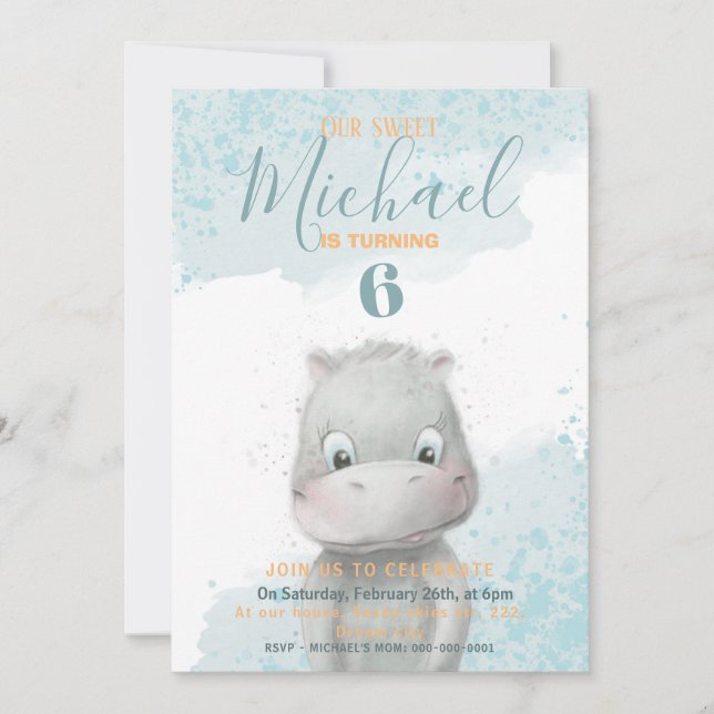 Invitación a la fiesta de cumpleaños de un chico d (Anverso)