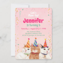 Invitación a la fiesta de cumpleaños de un gato gi