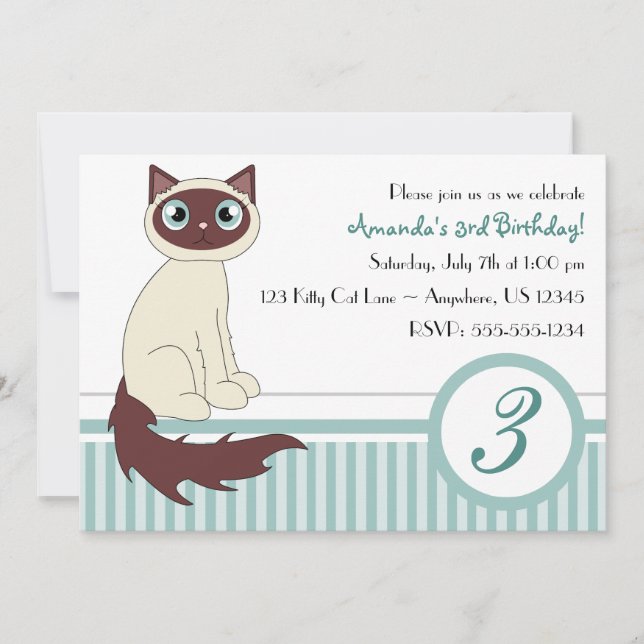 Invitación a la fiesta de cumpleaños de un gato ki (Anverso)
